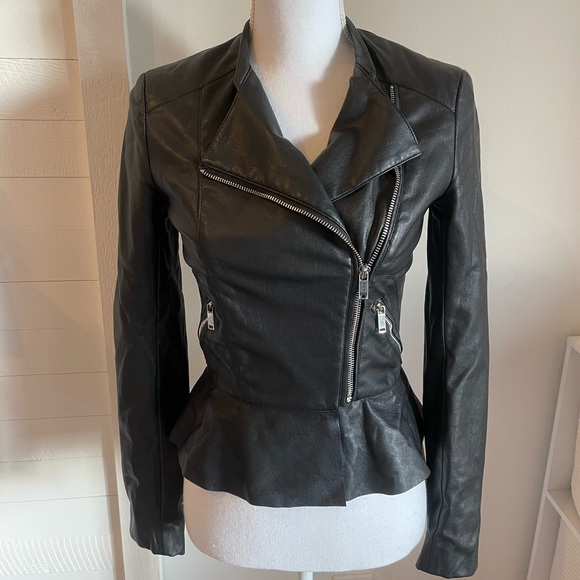 Zara black leather jacket - Picture 1 of 4